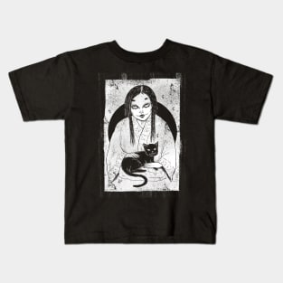 Kuroneko (White Print) Kids T-Shirt